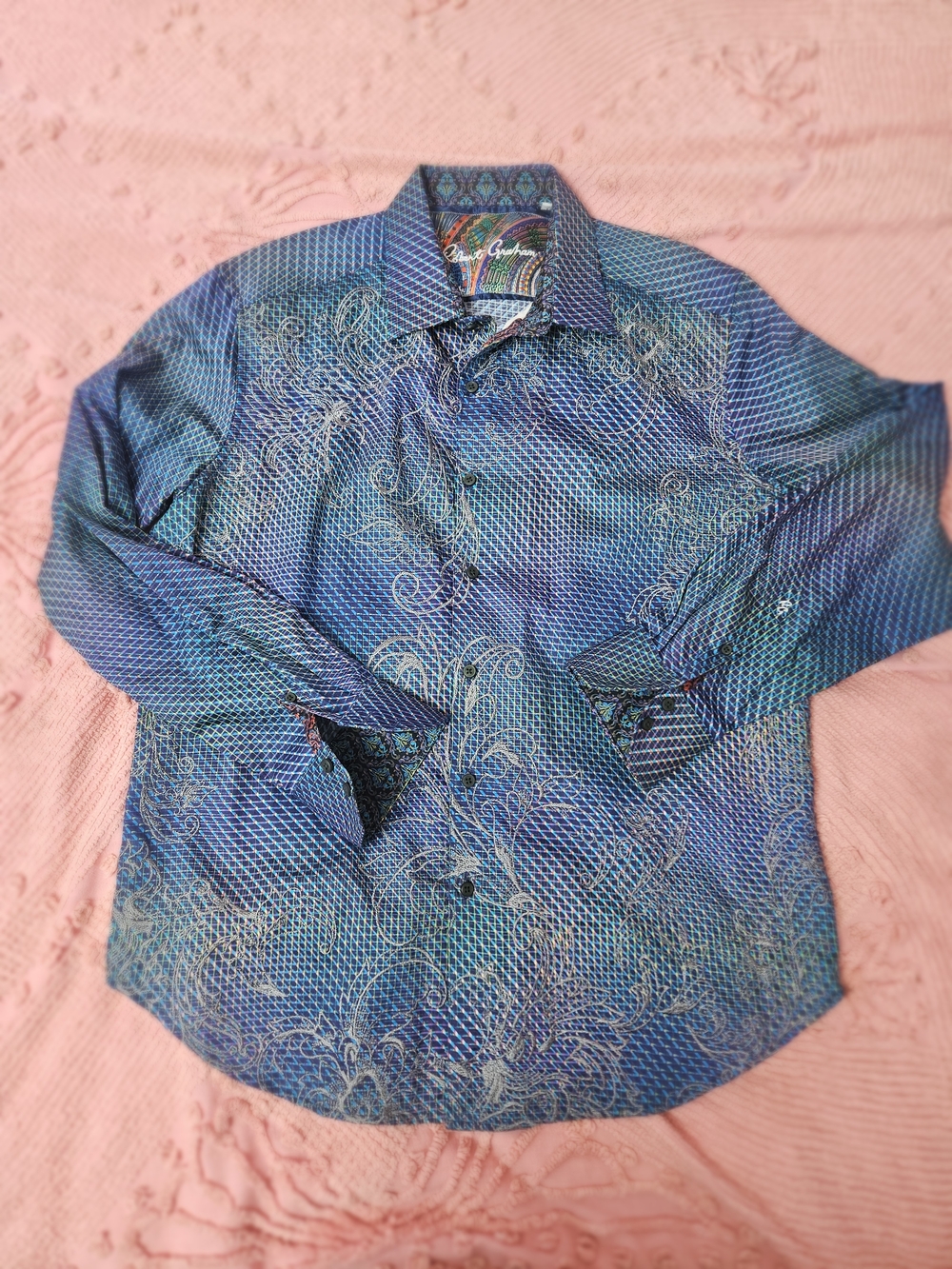 Robert Graham Blue Patterned Men's Button-Up Shirt